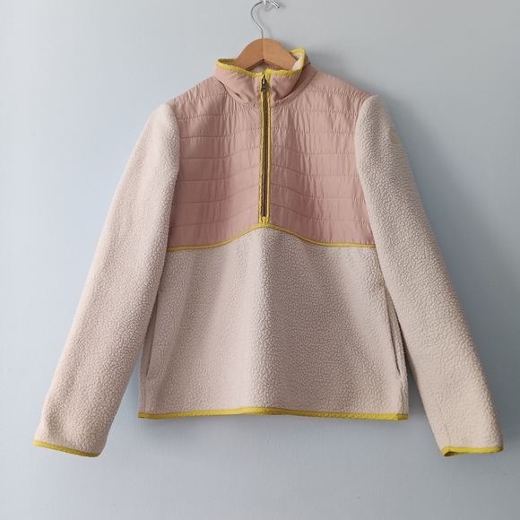 Faherty Cobble Hill Sherpa Fleece 1/4 Zip Popover Quilted Panel Sun XS - Picture 2 of 9